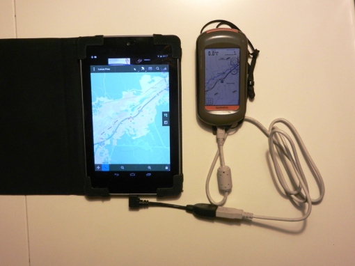 Nexus 7 connected to my Oregon 450 with an OTG cable